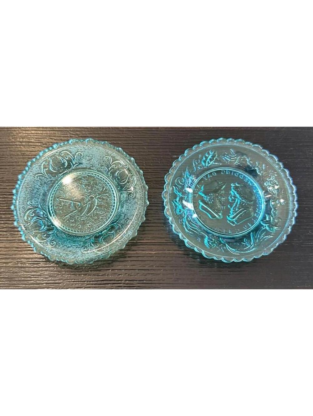 Vintage Novelty Optical Illusion Glass Dishes Marriage Humor Wedding Lot 2